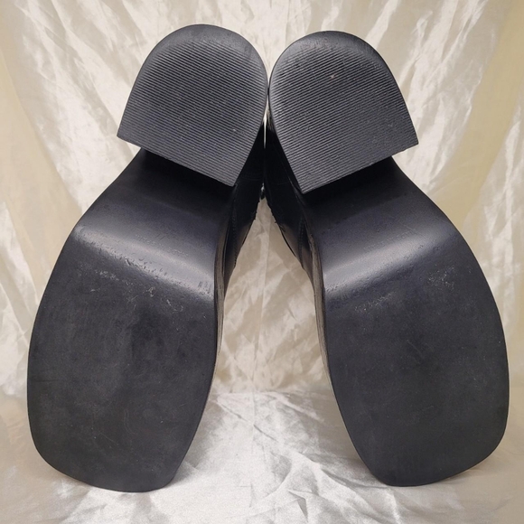 DESTROY vintage black leather 90s era heeled platform boots - Picture 6 of 8